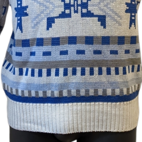 VINTAGE blue grampa style knit sweater No size - Picture 3 of 5